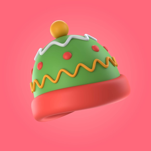 PSD ilustración de gorro de navidad 3d