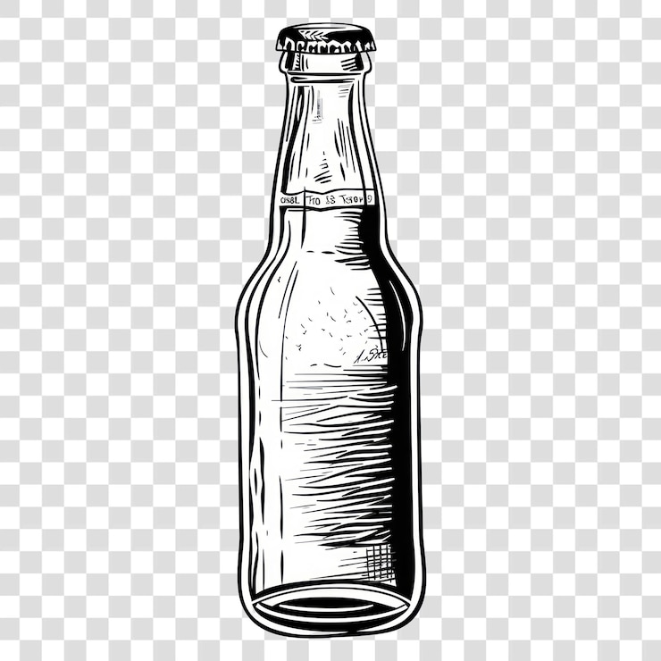 PSD ilustración de grabado en madera de una botella vintage de png