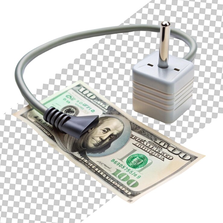 PSD ilustración gráfica 3d realista de enchufe eléctrico aislado en blanco