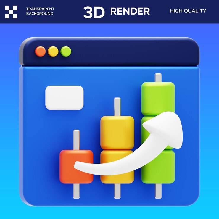 PSD ilustración del gráfico de iconos 3d