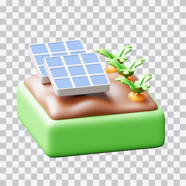 Ilustración de la granja de paneles solares en 3D