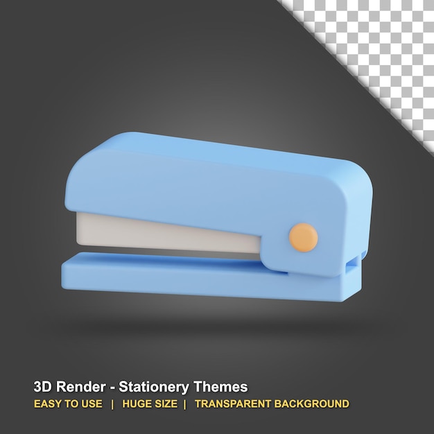 Ilustración de grapadora 3d con fondo transparente