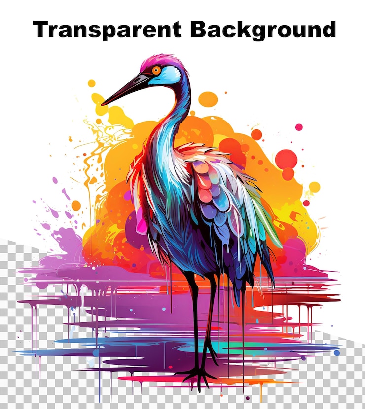 PSD una ilustración de una grulla que grita en muchos colores en estilo acuarela