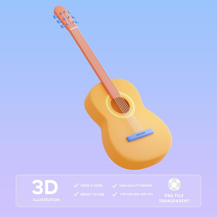 Ilustración de la guitarra en 3D
