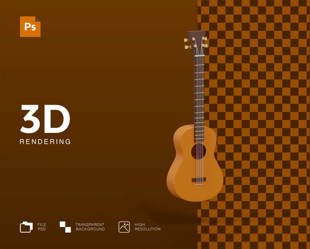 PSD ilustración de guitarra 3d