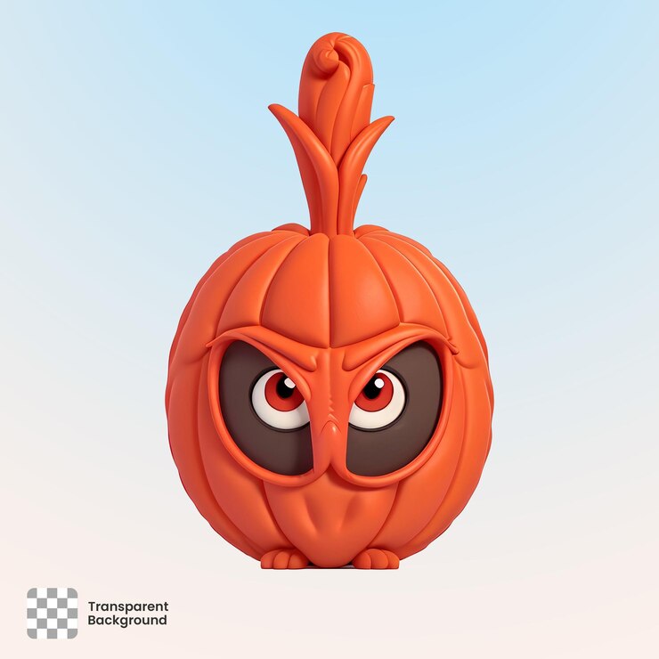 PSD ilustración de halloween en 3d de la calabaza enojada