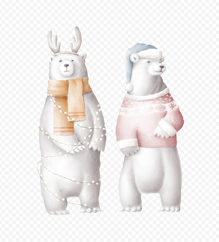 PSD ilustración de handdrawn de osos polares de vacaciones