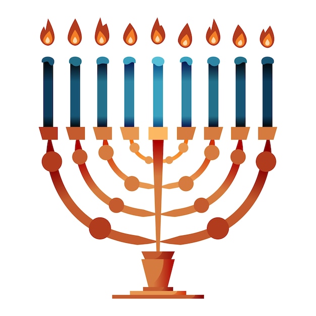 PSD ilustración de hanukkah con menorá