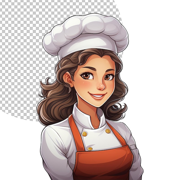 Ilustración de una hermosa chica chef en un fondo transparente