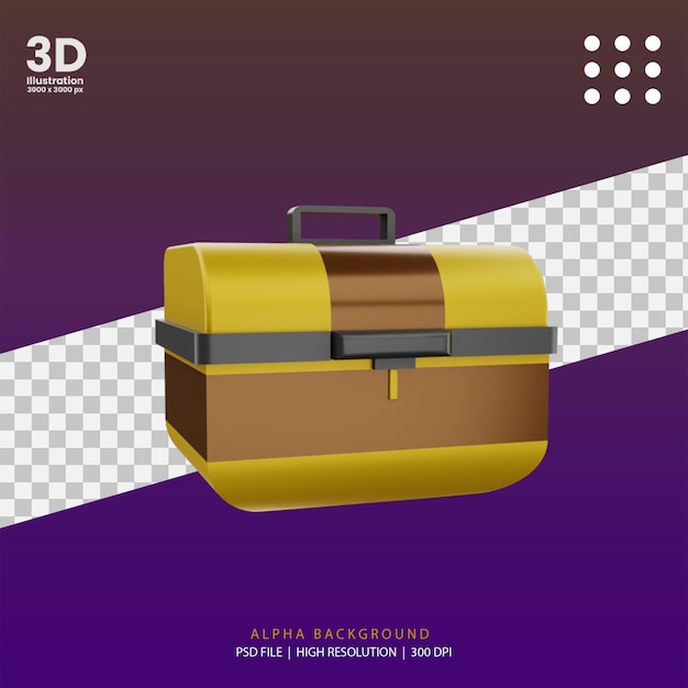 Ilustración de herramientas de bolsa de procesamiento 3d