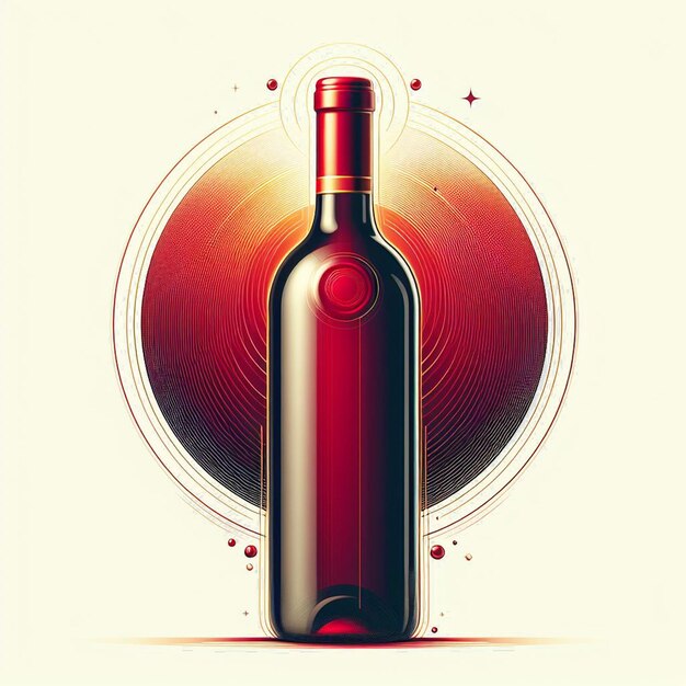 PSD ilustración hiperrealista de la botella de vino tinto más fino aislada en una maqueta de fondo transparente