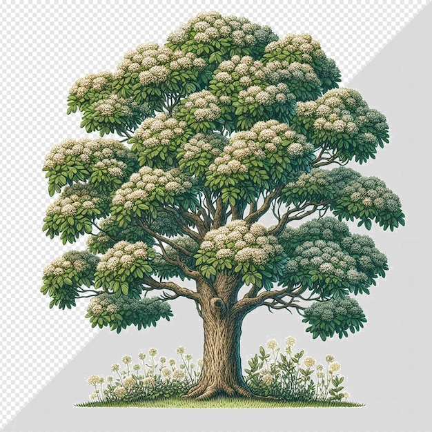 Ilustración hiperrealista de un diseño vectorial de fondo transparente aislado de un árbol