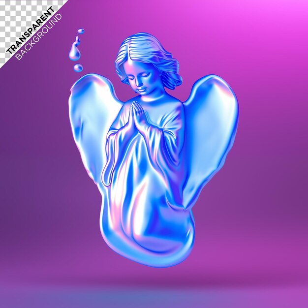 PSD ilustración holográfica en 3d de un ángel