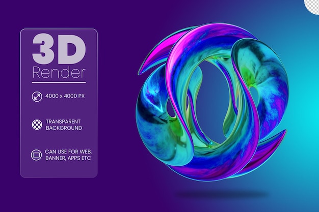 PSD ilustración holográfica en 3d de la forma iridescente