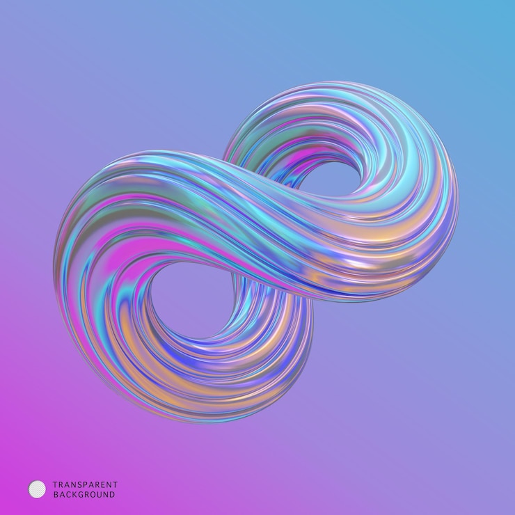 PSD ilustración holográfica del símbolo de la forma infinita en 3d