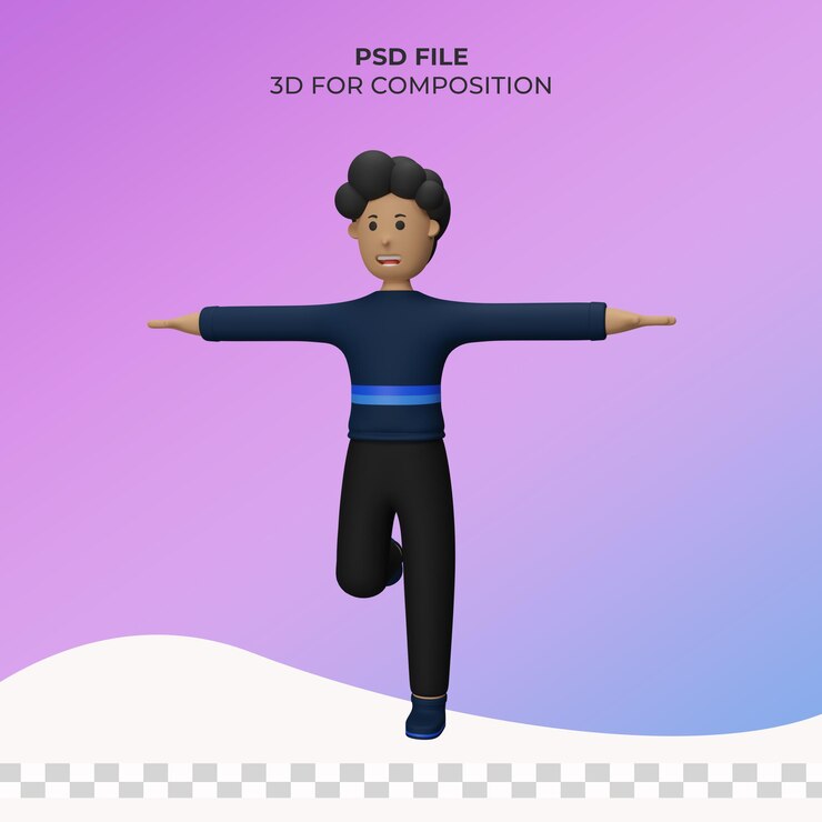 PSD ilustración de hombre 3d plantea psd premium