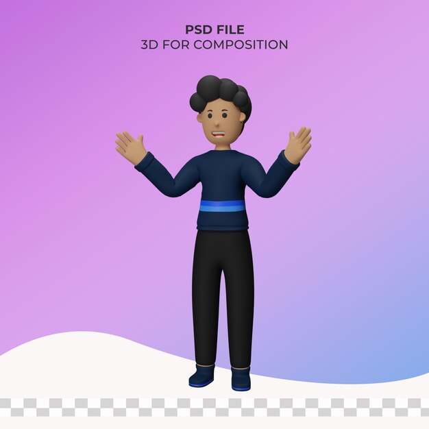 Ilustración de hombre 3d plantea psd premium