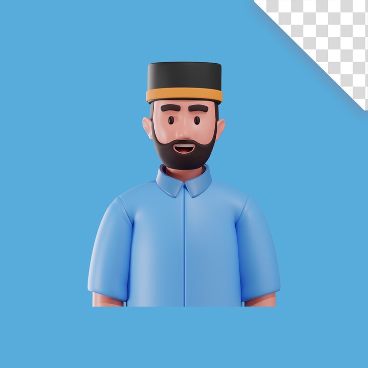 Ilustración de un hombre musulmán en 3D