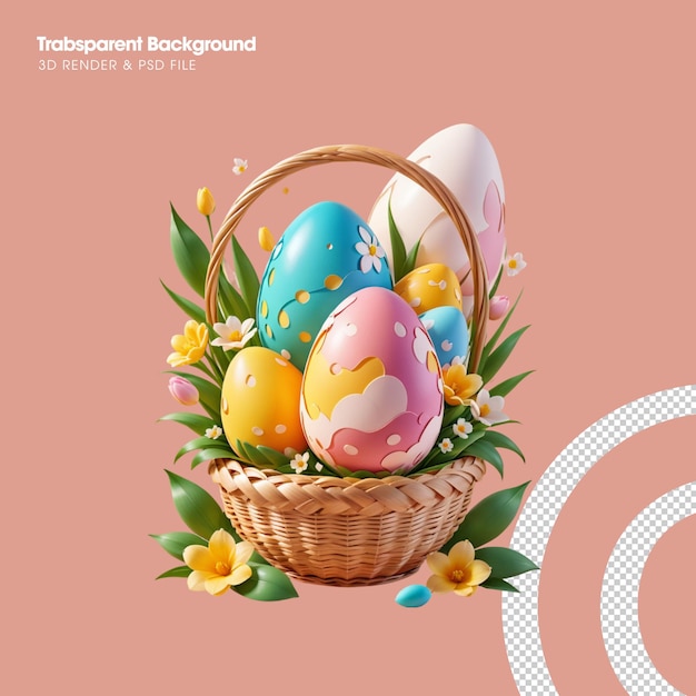 Ilustración de huevos de Pascua decorativos en hierba verde de PSD
