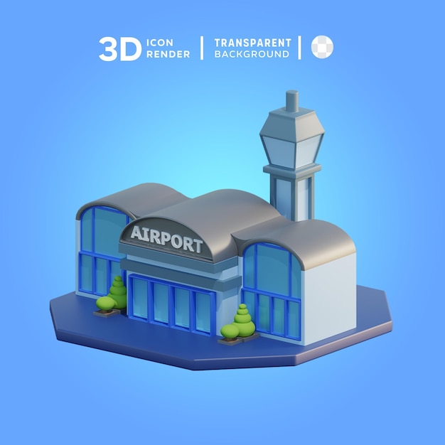 PSD ilustración del icono 3d del aeropuerto