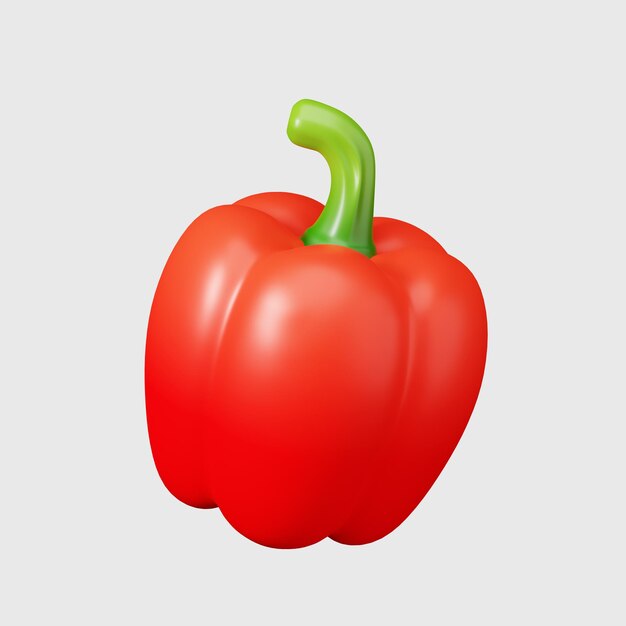 Ilustración de icono 3d aislado de pimiento rojo