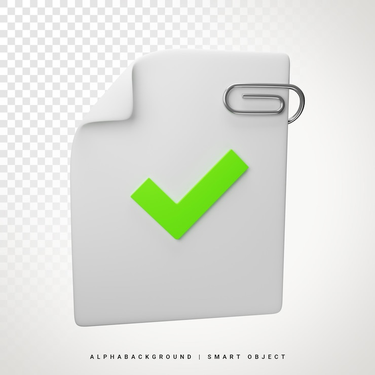 PSD ilustración de icono 3d de archivo aprobado
