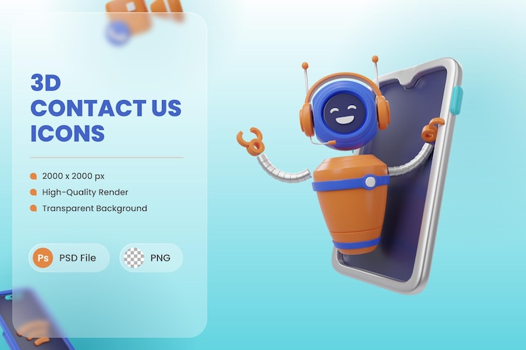 PSD ilustración de icono 3d atención al cliente