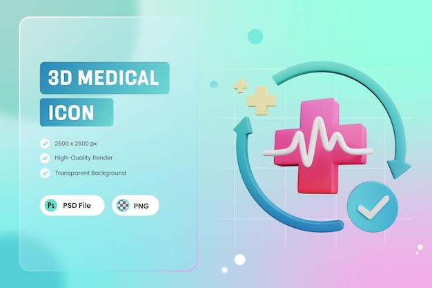 PSD ilustración de icono 3d atención médica