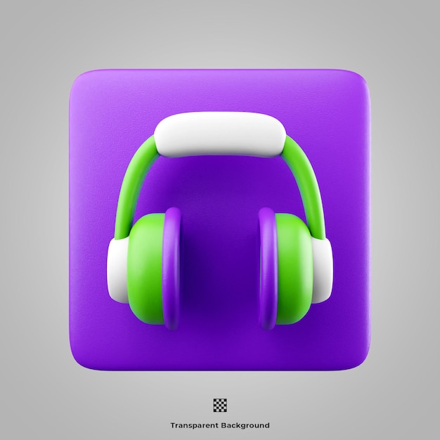 Ilustración de icono 3d de auriculares