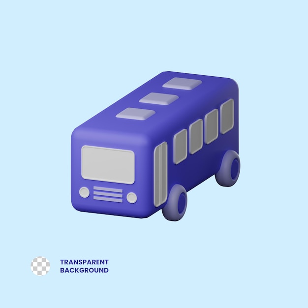 Ilustración del icono 3D del autobús escolar PSD