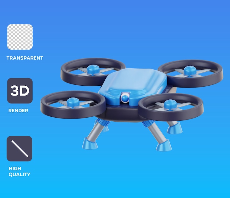 PSD ilustración del icono 3d del avión no tripulado