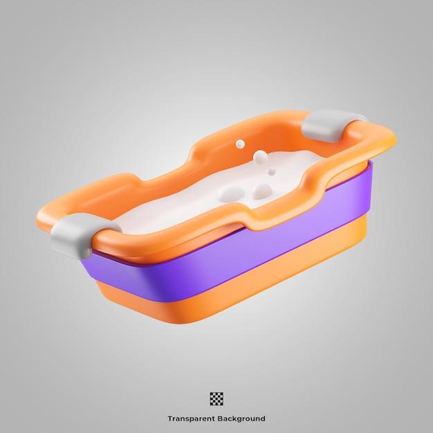 Ilustración de icono 3d de bañera de bebé