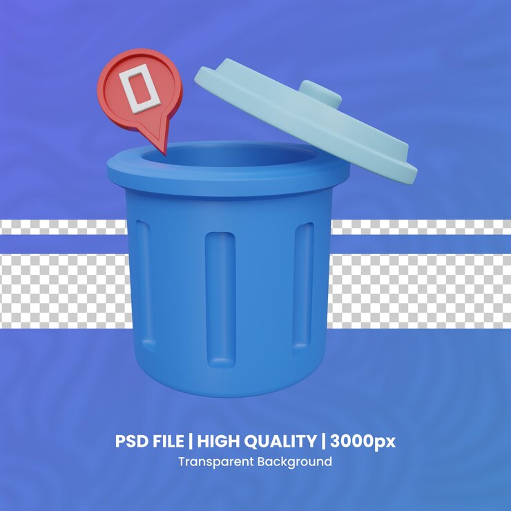 PSD ilustración del icono 3d de la basura vacía