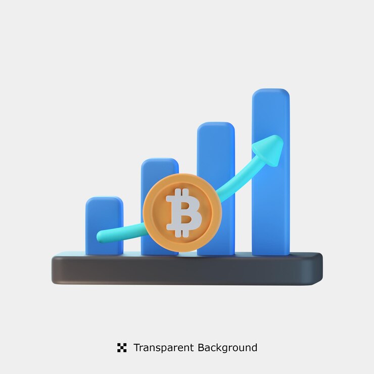 PSD ilustración de icono 3d de beneficio de bitcoin