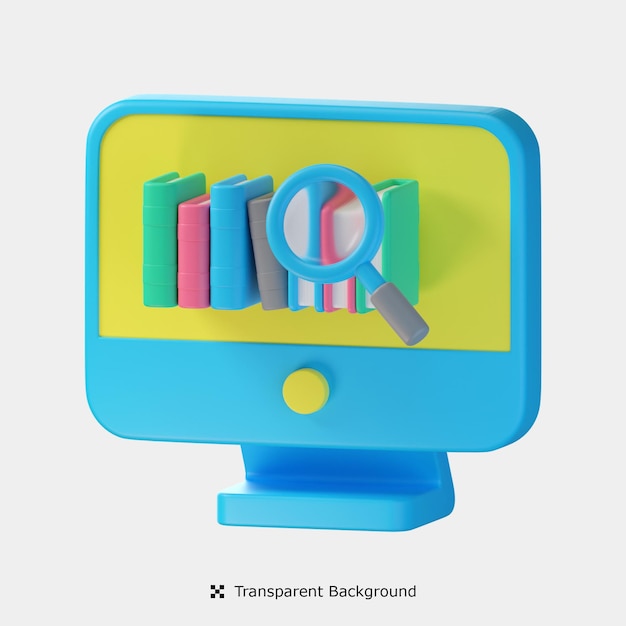 Ilustración de icono 3d de biblioteca electrónica