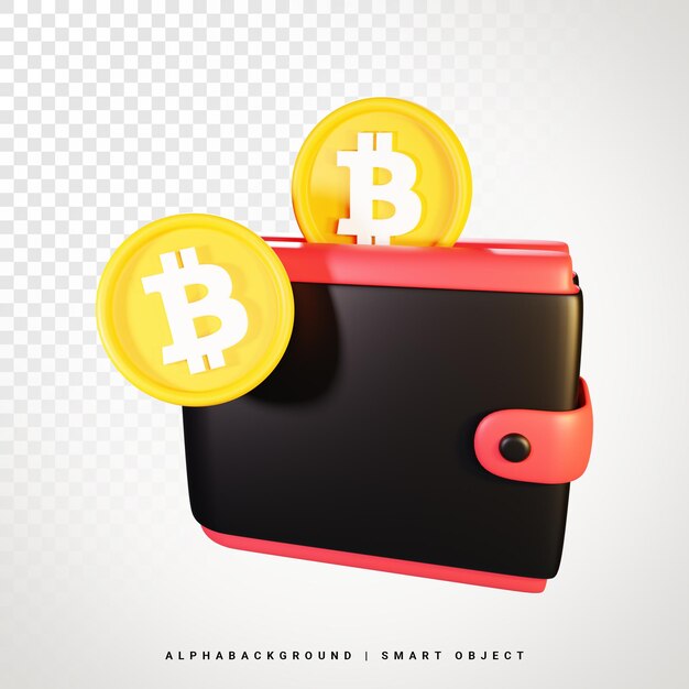 Ilustración de icono 3d de billetera Bitcoin