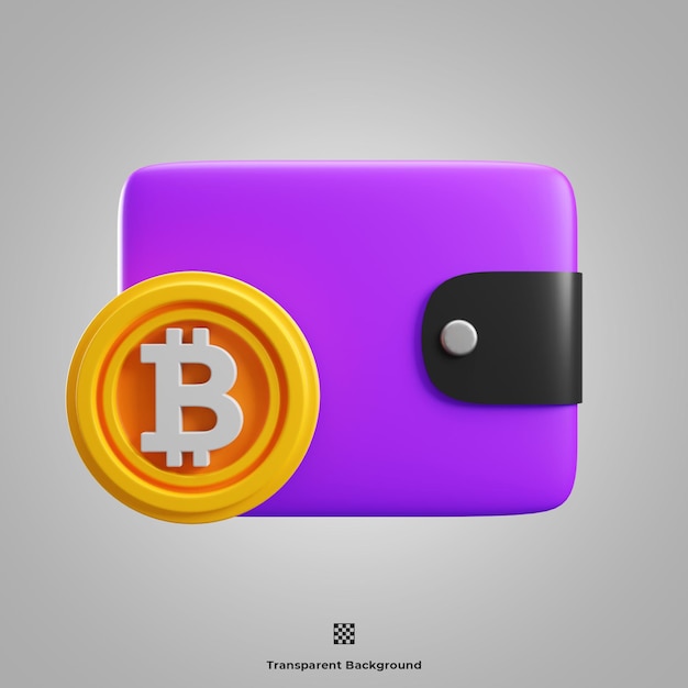 Ilustración de icono 3d de billetera bitcoin