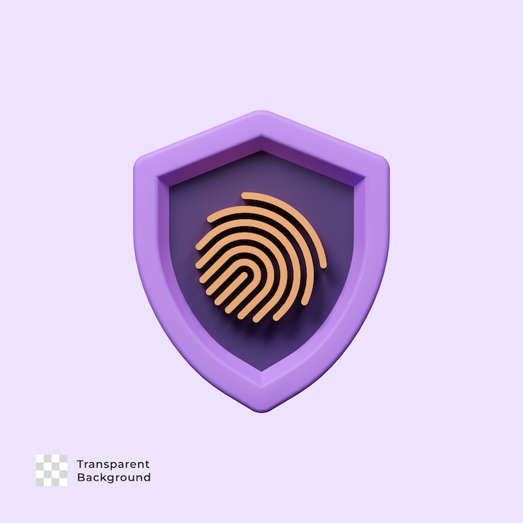 PSD ilustración de icono 3d de bloqueo de huellas dactilares