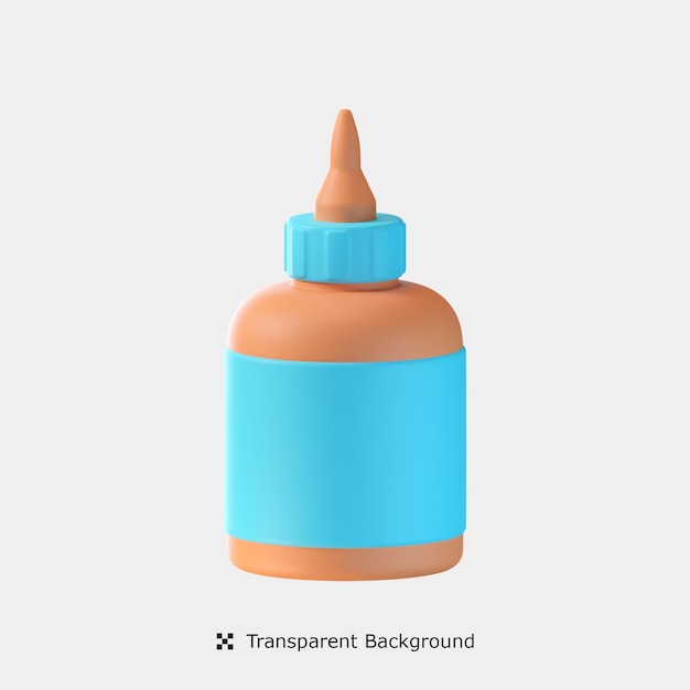 Ilustración de icono 3d de botella de pegamento