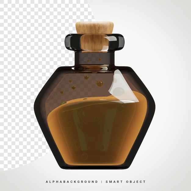 Ilustración de icono 3d de botella de poción