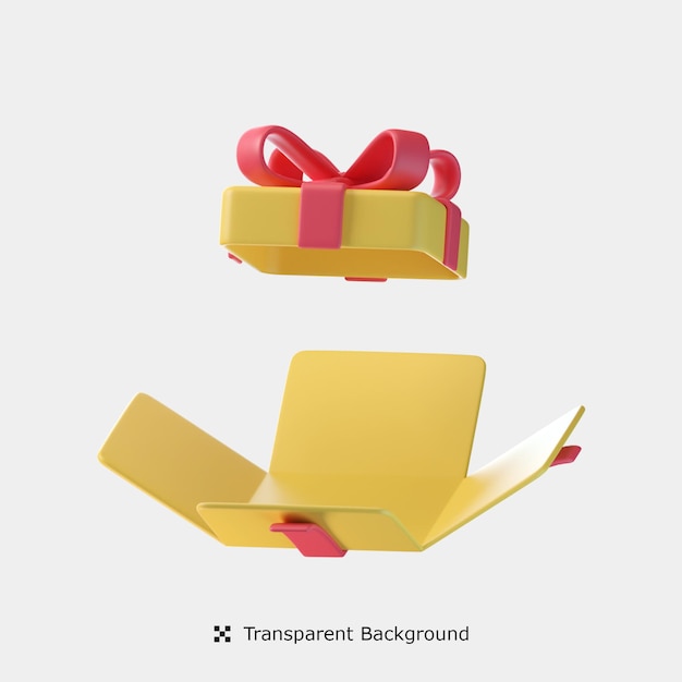 Ilustración de icono 3d de caja de regalo vacía