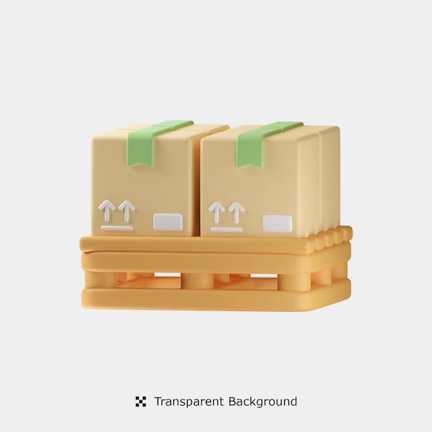 Ilustración de icono 3d de cajas en palet de madera
