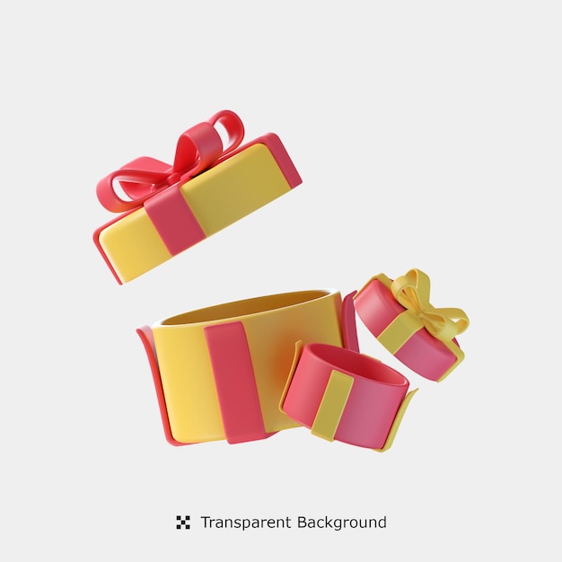 Ilustración de icono 3d de cajas de regalo abiertas