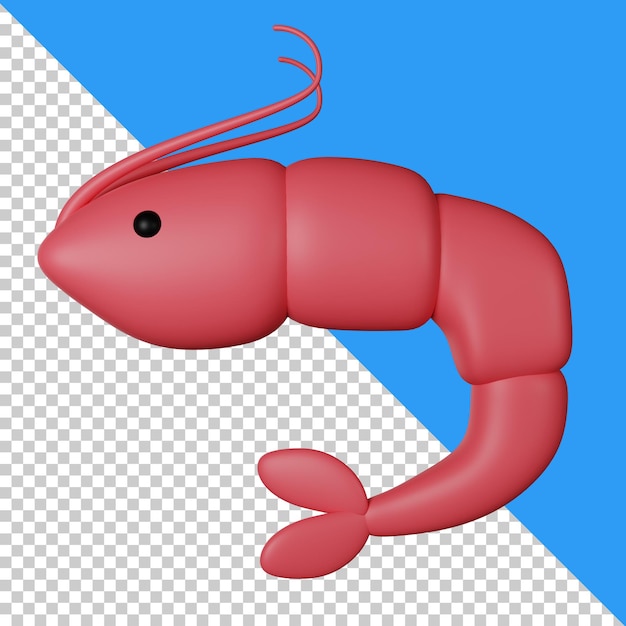 Ilustración del icono 3D del camarón