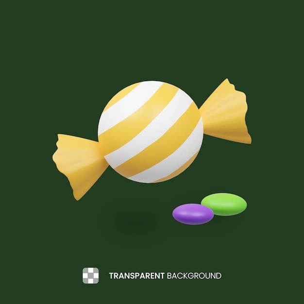 Ilustración de icono 3D de caramelo amarillo