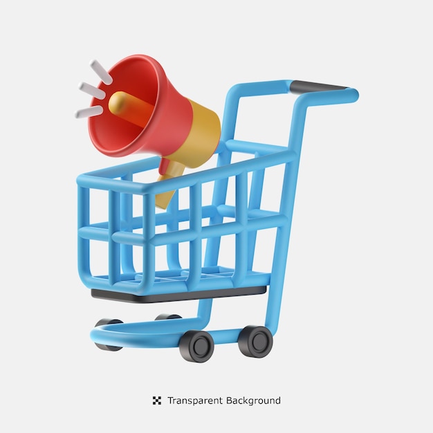 Ilustración de icono 3d de carrito de compras