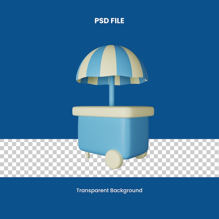 PSD ilustración del icono 3d del carrito de helados psd