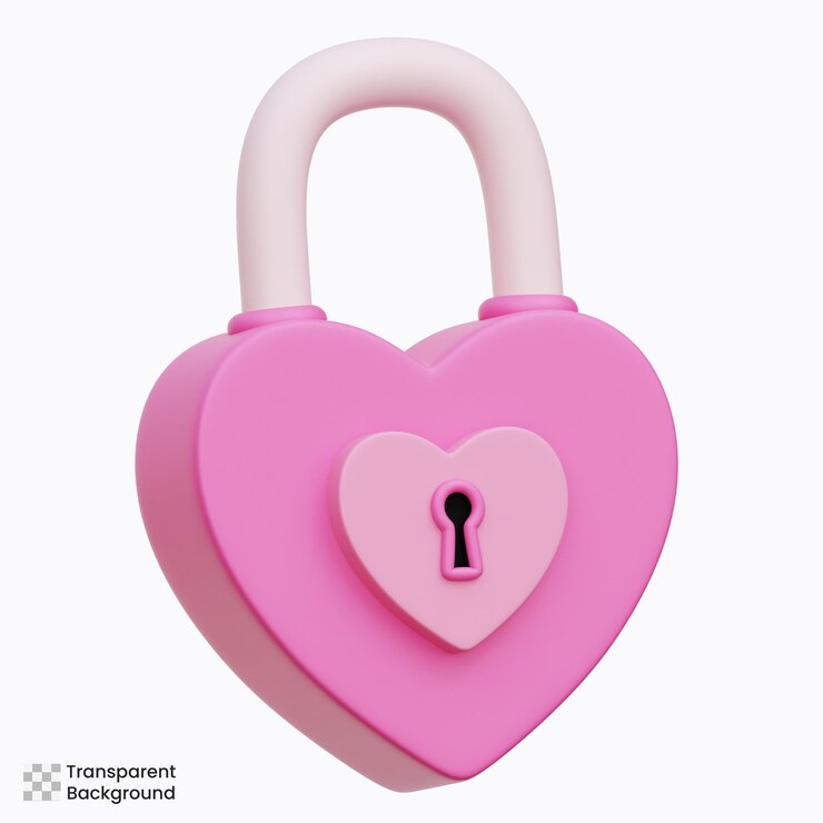 PSD ilustración del icono 3d del cerrojo del corazón