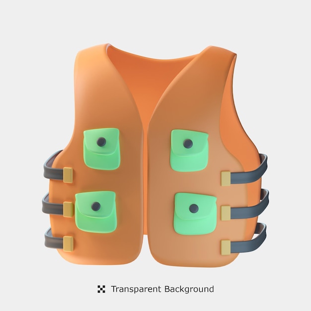 PSD ilustración de icono 3d de chaqueta de pesca