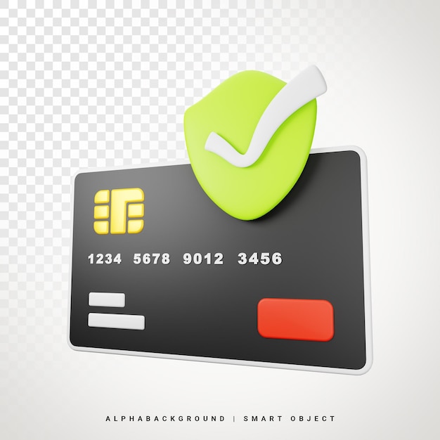 Ilustración de icono 3d de cheque de tarjeta